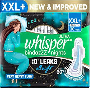WHISPER ULTRA BINDAZZZ NIGHTS XXL 30 PADS