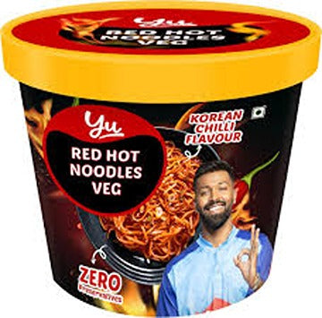 YU RED HOT VEG NOODLES CUP 85GM